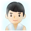 man in steamy room: light skin tone for Samsung platform