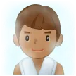 man in steamy room: medium skin tone pentru platforma Samsung