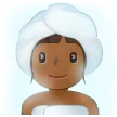 woman in steamy room: medium-dark skin tone لمنصة Samsung