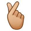 hand with index finger and thumb crossed: medium-light skin tone per la piattaforma Samsung