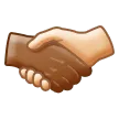 handshake: medium-dark skin tone, light skin tone for Samsung platform