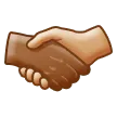 handshake: medium-dark skin tone, medium-light skin tone per la piattaforma Samsung