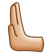 leftwards pushing hand: medium-light skin tone สำหรับแพลตฟอร์ม Samsung