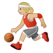 woman bouncing ball: medium-light skin tone لمنصة Samsung