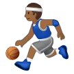 man bouncing ball: medium-dark skin tone สำหรับแพลตฟอร์ม Samsung