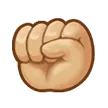 raised fist: medium-light skin tone per la piattaforma Samsung