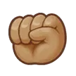raised fist: medium skin tone per la piattaforma Samsung
