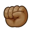 raised fist: medium-dark skin tone per la piattaforma Samsung