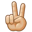 victory hand: medium-light skin tone untuk platform Samsung
