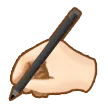 writing hand: light skin tone untuk platform Samsung