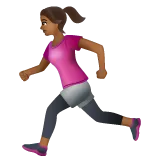 woman running: medium-dark skin tone สำหรับแพลตฟอร์ม Whatsapp