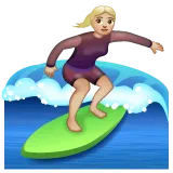 woman surfing: medium-light skin tone สำหรับแพลตฟอร์ม Whatsapp