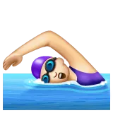 woman swimming: light skin tone til Whatsapp platform