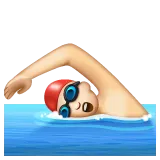 man swimming: light skin tone til Whatsapp platform