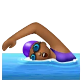 woman swimming: medium-dark skin tone pentru platforma Whatsapp