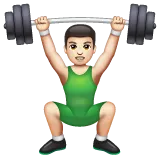 person lifting weights: light skin tone สำหรับแพลตฟอร์ม Whatsapp