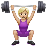 Whatsapp platformu için woman lifting weights: medium-light skin tone