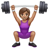 woman lifting weights: medium skin tone untuk platform Whatsapp