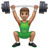 person lifting weights: medium skin tone per la piattaforma Whatsapp