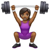 Whatsapp dla platformy woman lifting weights: medium-dark skin tone