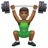 man lifting weights: medium-dark skin tone untuk platform Whatsapp