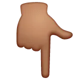 Whatsappプラットフォームのbackhand index pointing down: medium skin tone