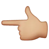 backhand index pointing left: medium-light skin tone pentru platforma Whatsapp