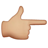 Whatsapp 플랫폼을 위한 backhand index pointing right: medium-light skin tone