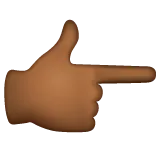Whatsapp 플랫폼을 위한 backhand index pointing right: medium-dark skin tone