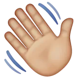waving hand: medium-light skin tone สำหรับแพลตฟอร์ม Whatsapp