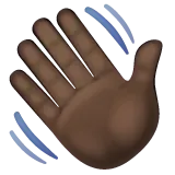 waving hand: dark skin tone untuk platform Whatsapp