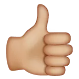 thumbs up: medium-light skin tone für Whatsapp Plattform