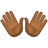 open hands: medium-dark skin tone สำหรับแพลตฟอร์ม Whatsapp