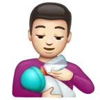 man feeding baby: light skin tone per la piattaforma Whatsapp