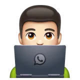 man technologist: light skin tone para la plataforma Whatsapp
