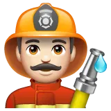 man firefighter: light skin tone untuk platform Whatsapp