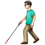man with white cane: light skin tone สำหรับแพลตฟอร์ม Whatsapp