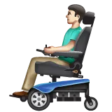 man in motorized wheelchair: light skin tone per la piattaforma Whatsapp