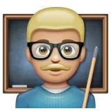 man teacher: medium-light skin tone för Whatsapp-plattform