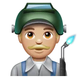 man factory worker: medium-light skin tone สำหรับแพลตฟอร์ม Whatsapp