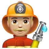 man firefighter: medium-light skin tone per la piattaforma Whatsapp