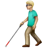 man with white cane: medium-light skin tone alustalla Whatsapp