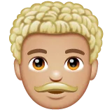 man: medium-light skin tone, curly hair สำหรับแพลตฟอร์ม Whatsapp