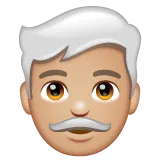Whatsapp platformu için man: medium-light skin tone, white hair