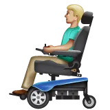 man in motorized wheelchair: medium-light skin tone untuk platform Whatsapp