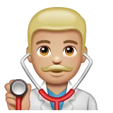 man health worker: medium-light skin tone pentru platforma Whatsapp
