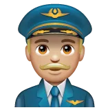 man pilot: medium-light skin tone alustalla Whatsapp