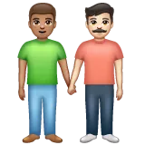 Whatsapp 플랫폼을 위한 men holding hands: medium skin tone, light skin tone