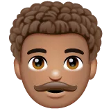 Whatsapp platformu için man: medium skin tone, curly hair