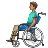 man in manual wheelchair: medium skin tone untuk platform Whatsapp